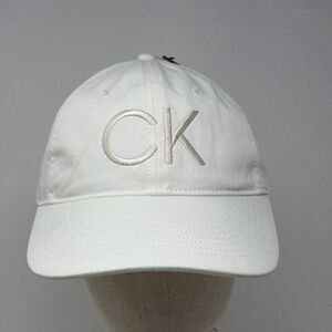 NWT Calvin Klein CK Logo Baseball Cap Hat White Adjustable Cotton Strapback